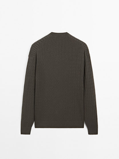 Cotton blend cable-knit sweater