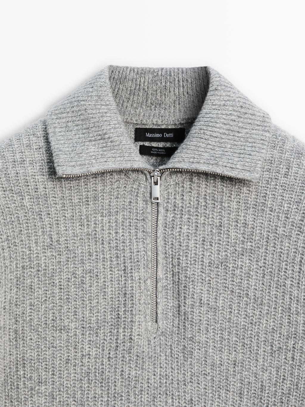 100% wool mock neck jumper