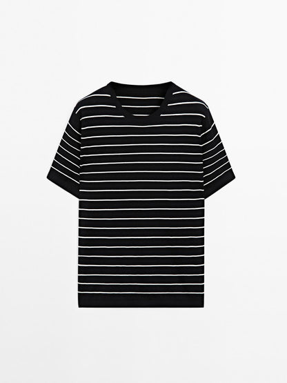 100% cotton striped knit T-shirt