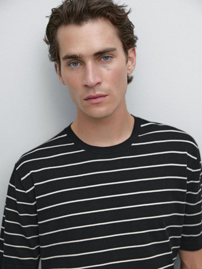 100% cotton striped knit T-shirt