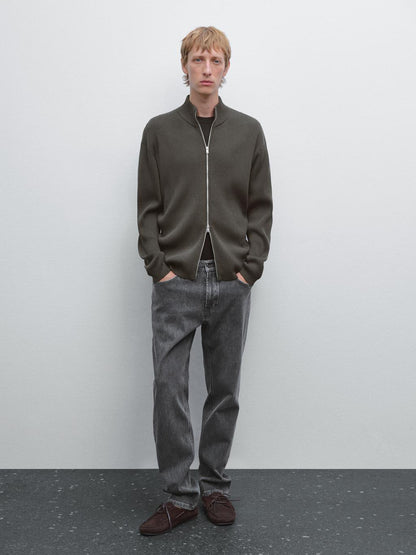 100% cotton zip cardigan