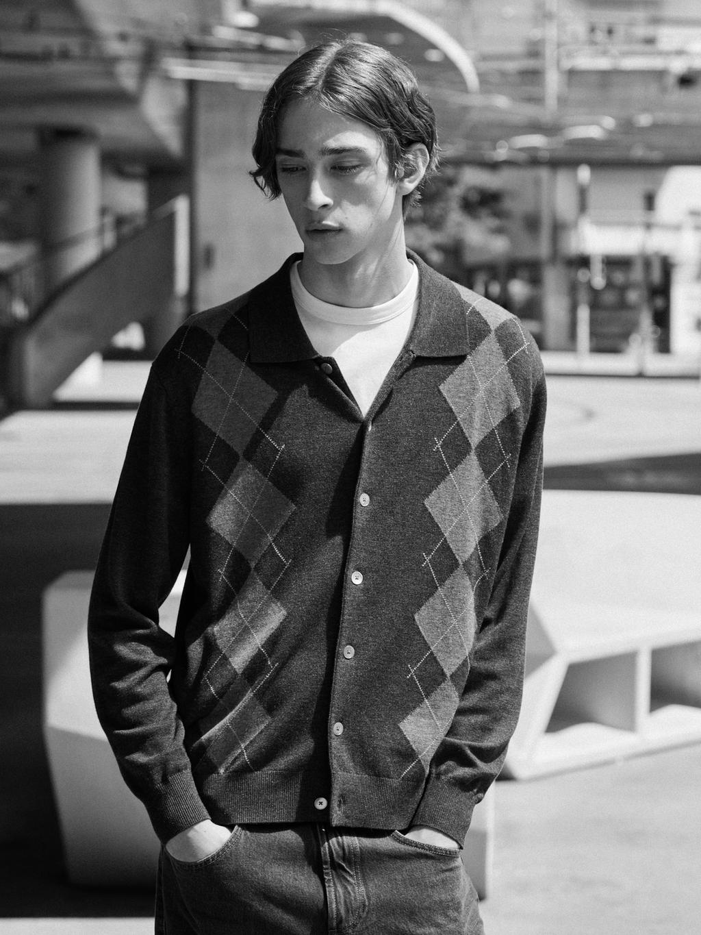 Wool blend knit cardigan