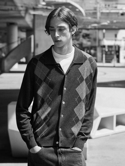 Wool blend knit cardigan