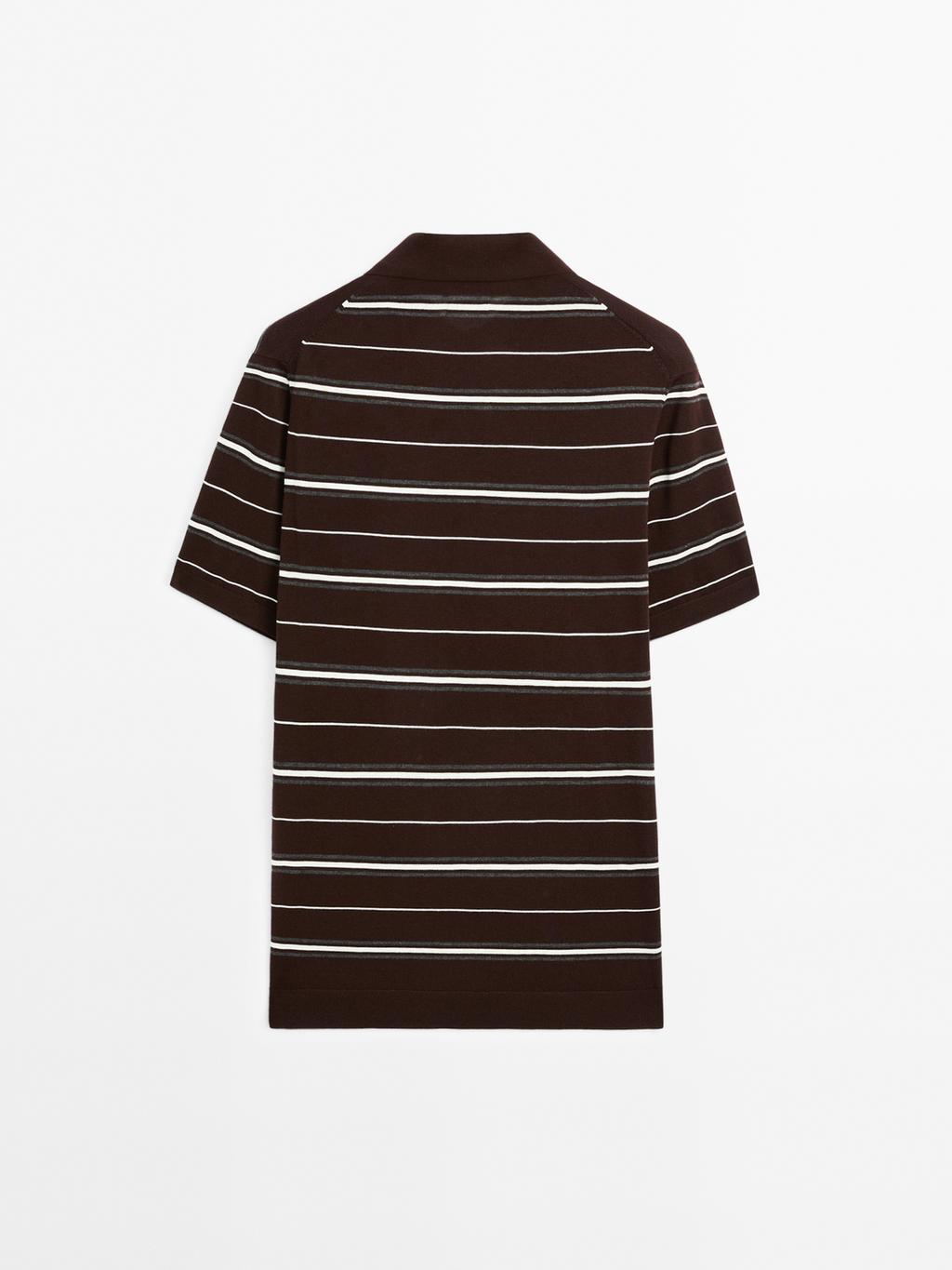 100% cotton striped knit polo shirt
