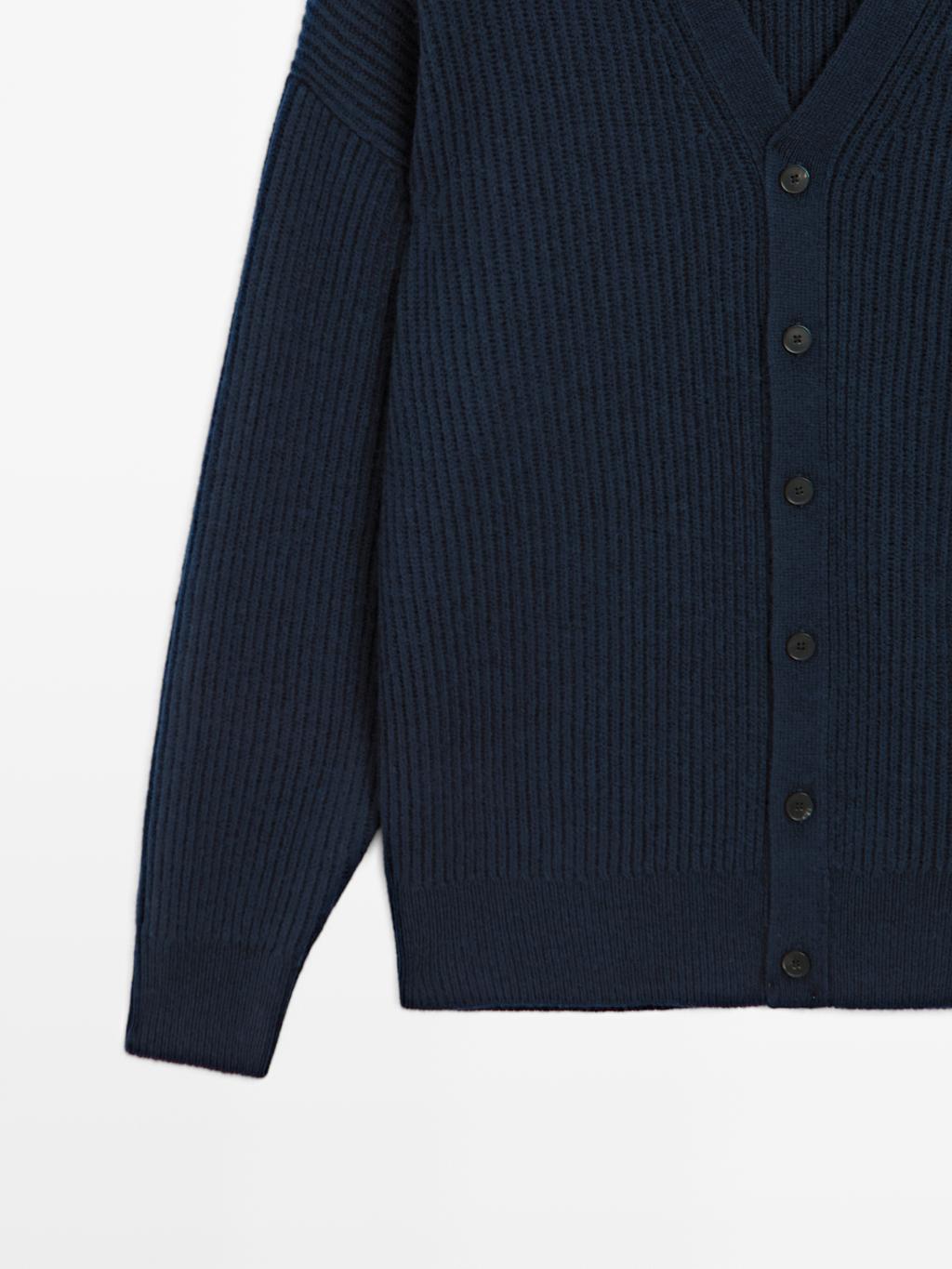 Wool blend V-neck cardigan