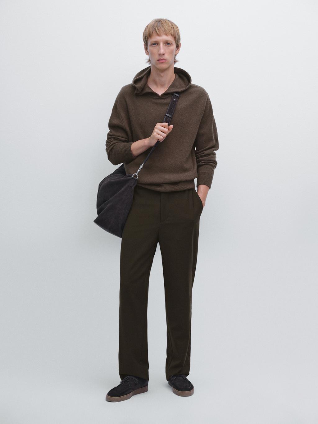 Knit sweater with hood