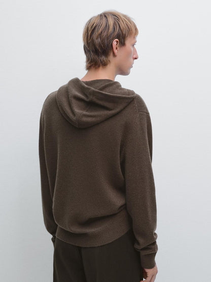 Knit sweater with hood