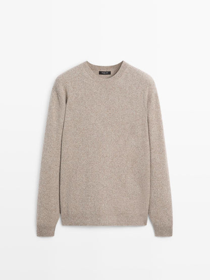 Crew neck melange knit sweater