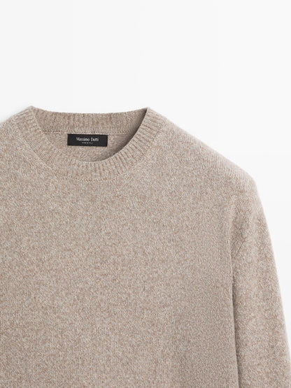 Crew neck melange knit sweater