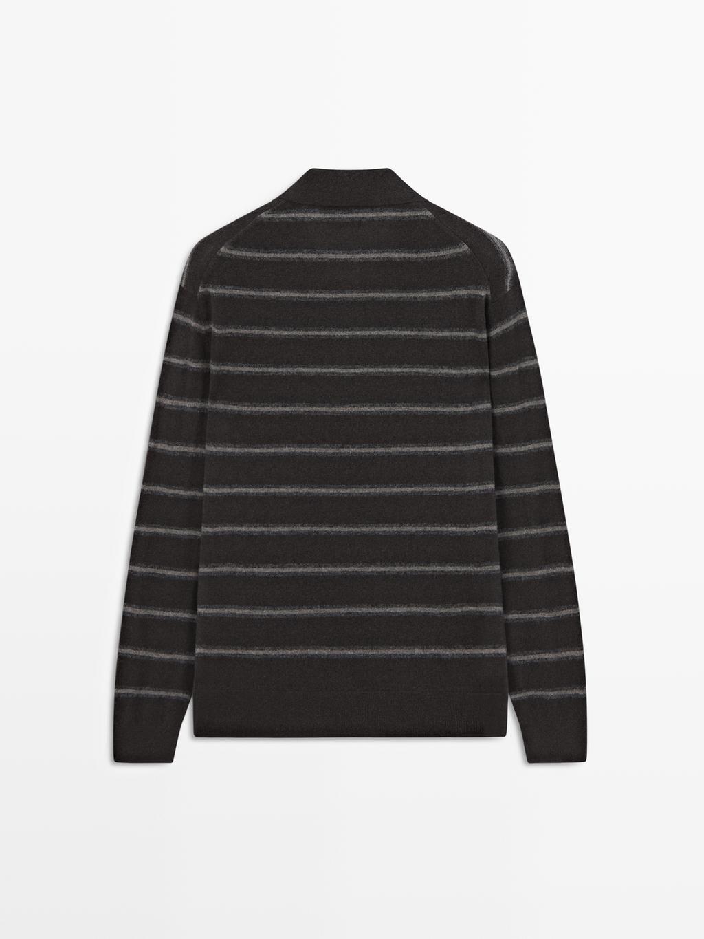Striped knit polo sweater