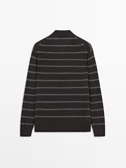 Striped knit polo sweater