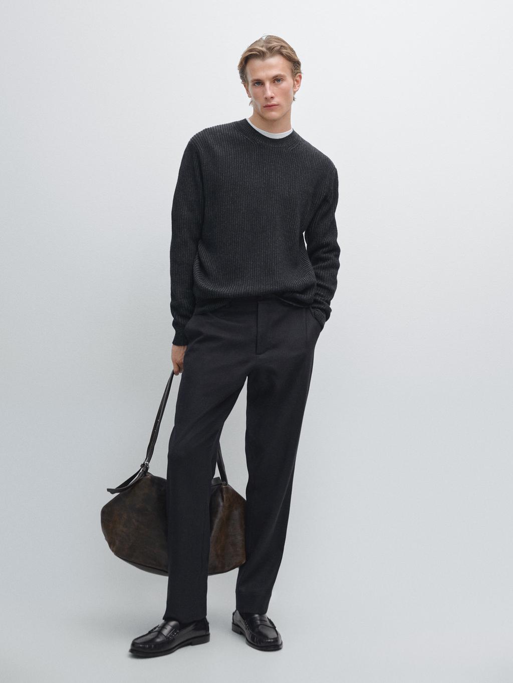 Wool blend crew neck sweater