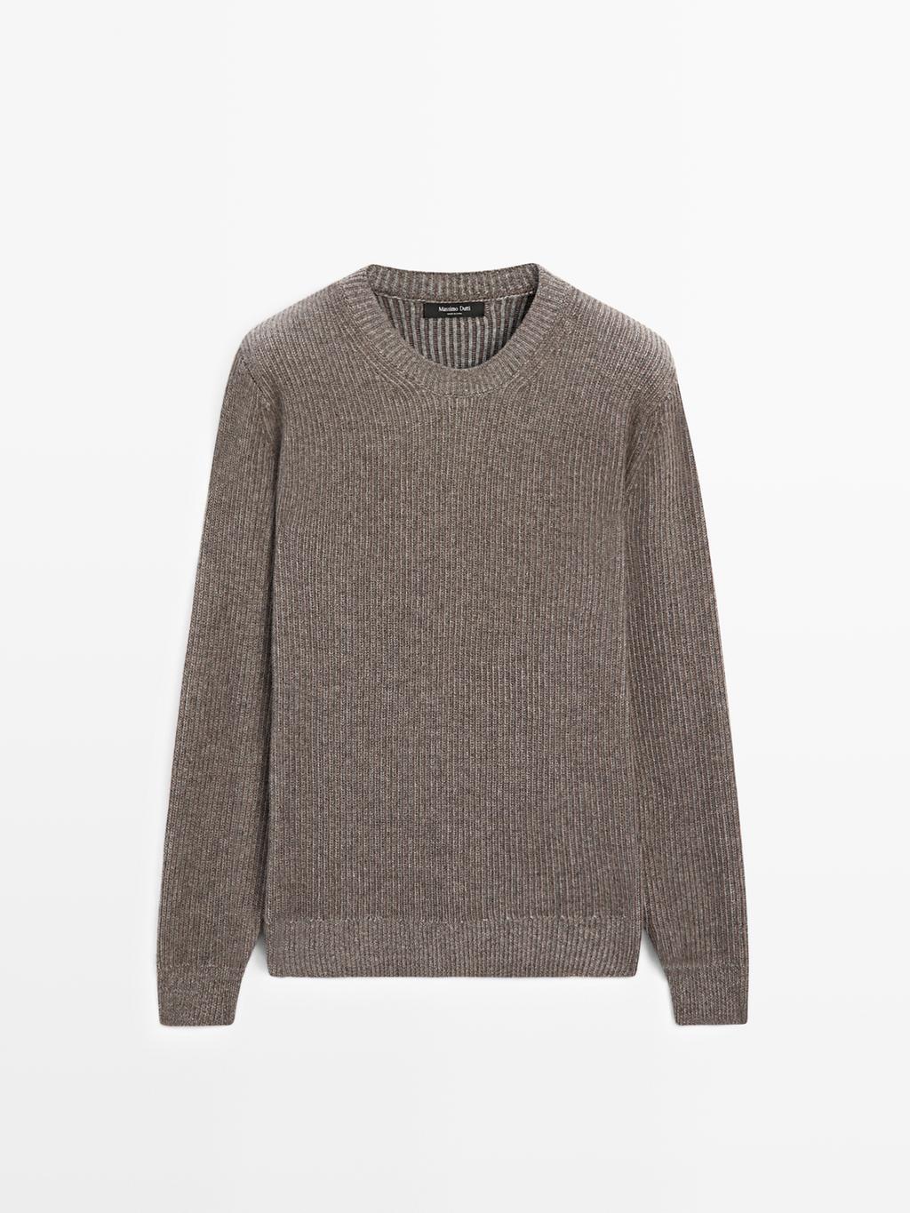 Wool blend crew neck sweater