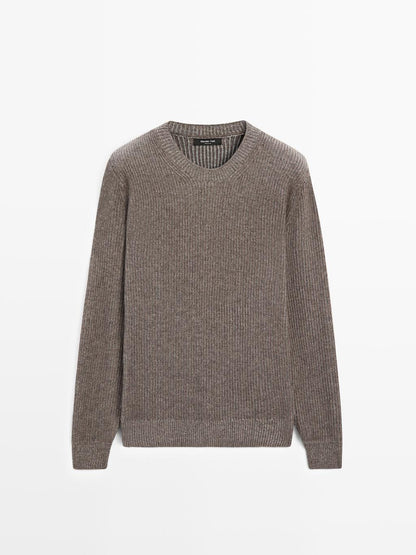 Wool blend crew neck sweater