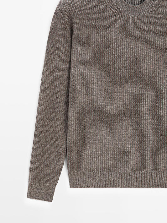 Wool blend crew neck sweater