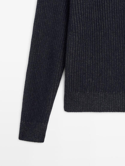 Wool blend knit cardigan