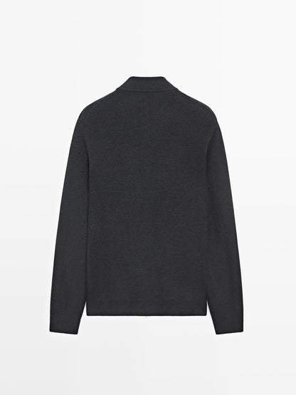 Wool and suede leather blend bomber jacket