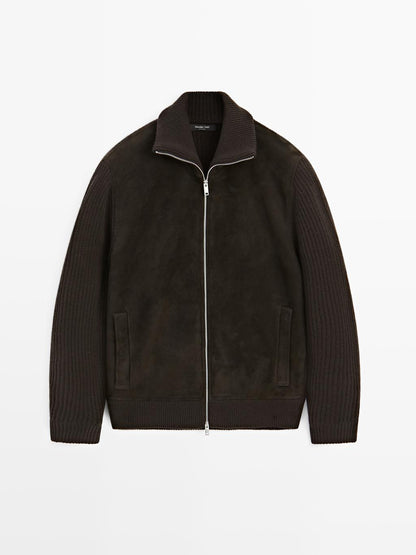 Contrast mock neck jacket