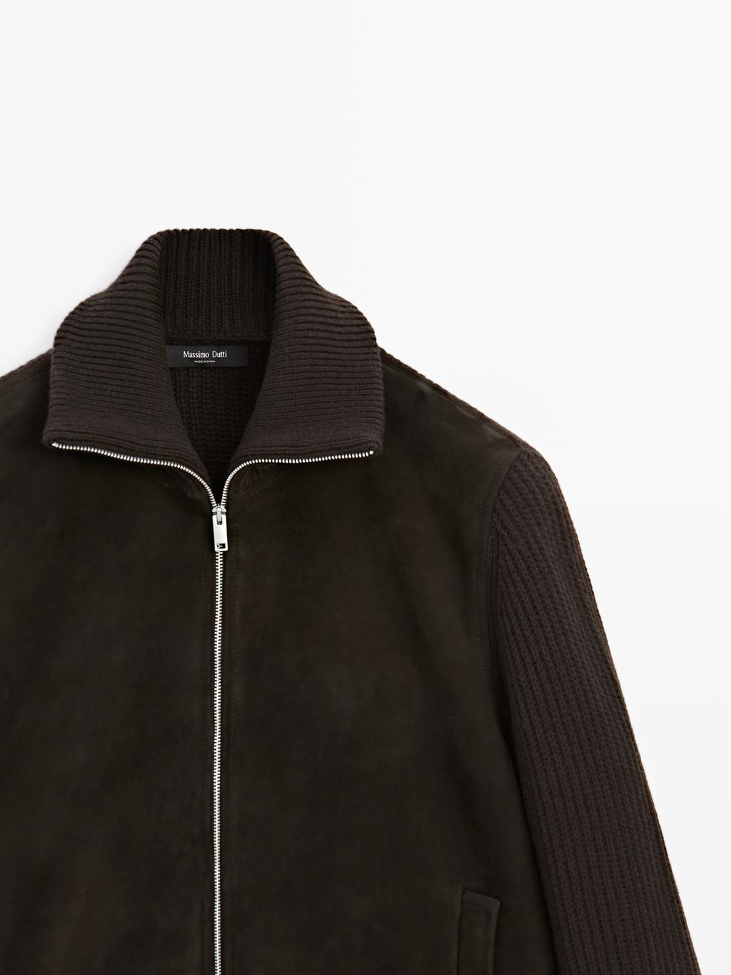 Contrast mock neck jacket