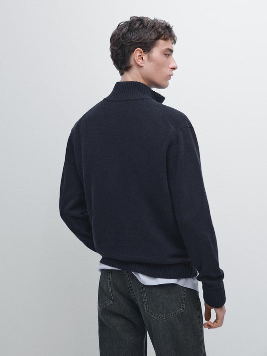 Wool blend cardigan with zip detail