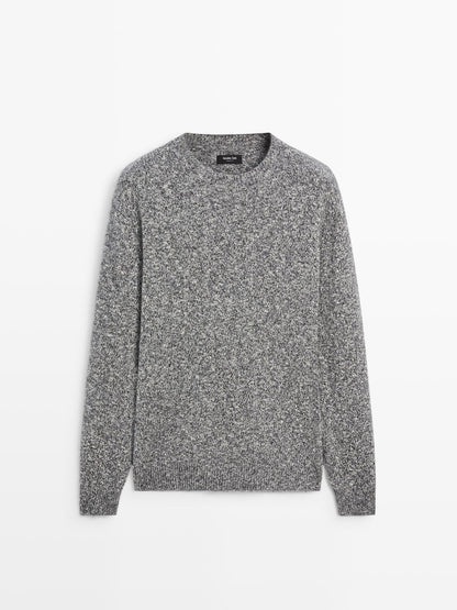 Knit mouline cotton and wool sweater