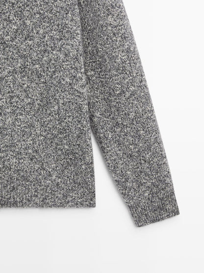 Knit mouline cotton and wool sweater