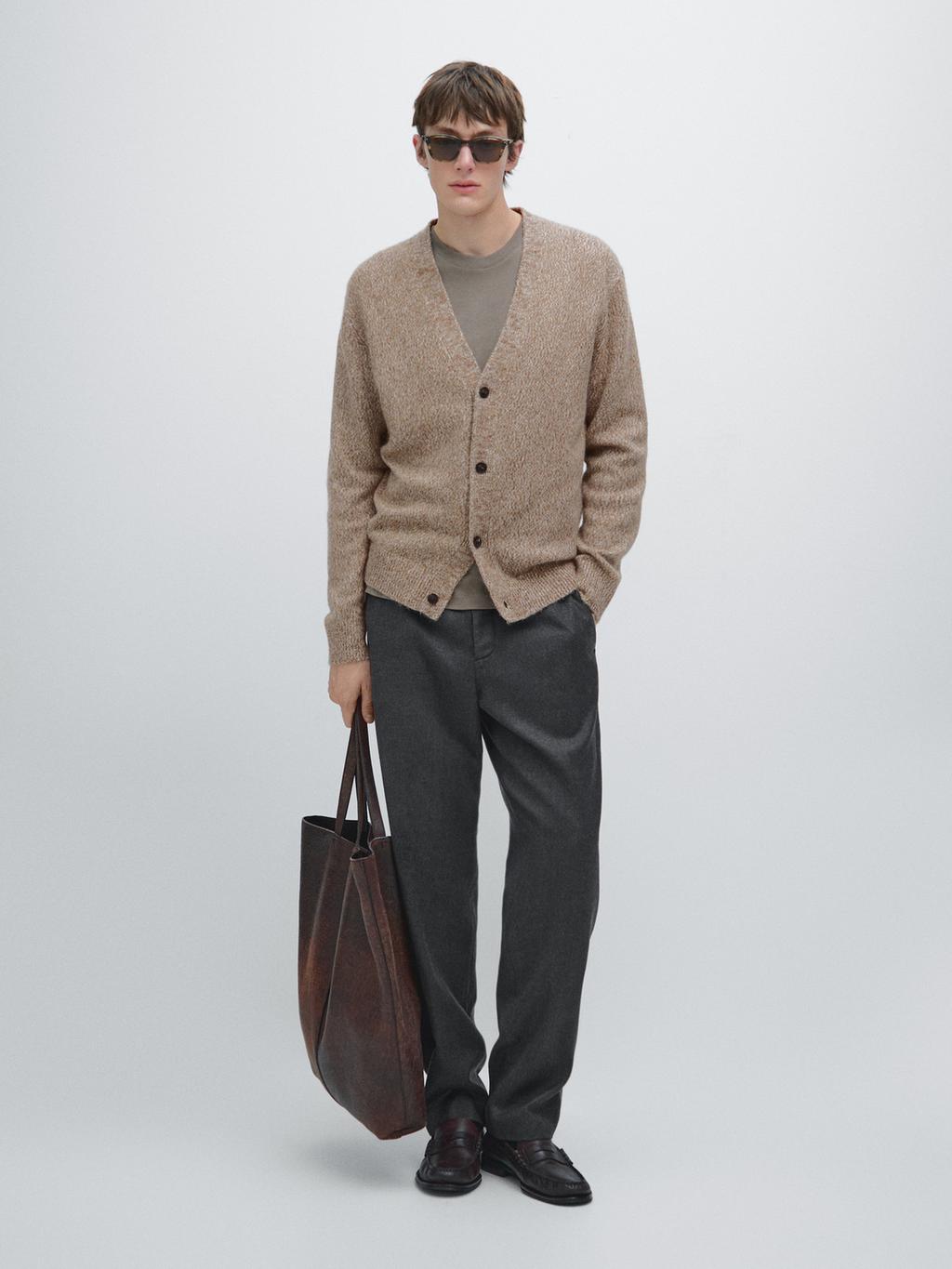 Wool blend knit cardigan