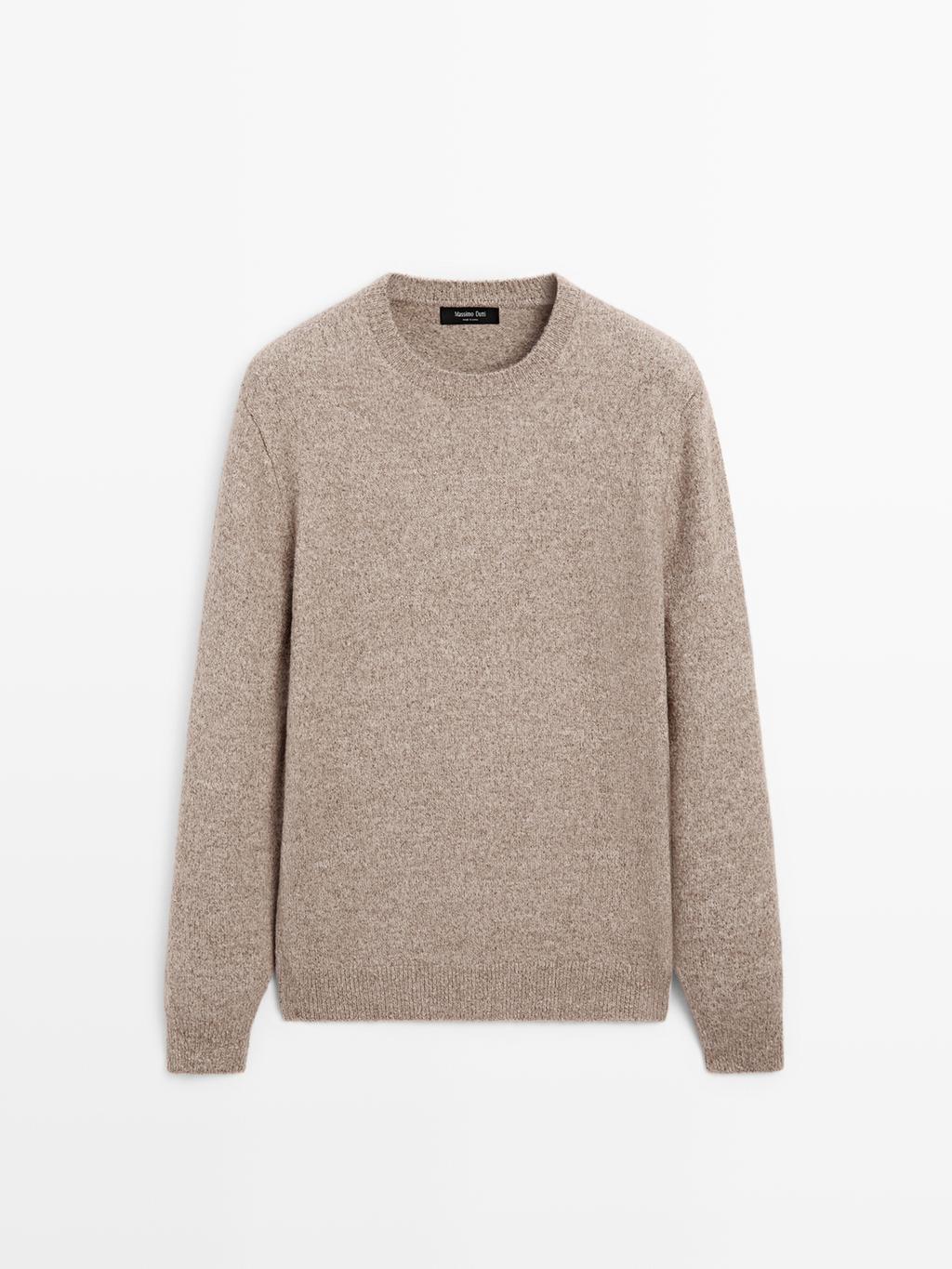 Flecked crew neck knit sweater
