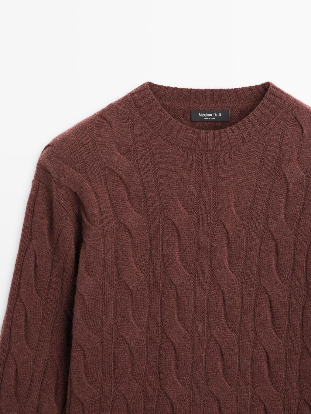 Cable-knit wool blend sweater