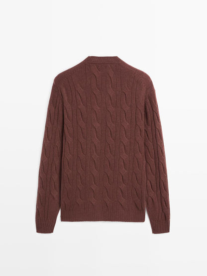 Cable-knit wool blend sweater