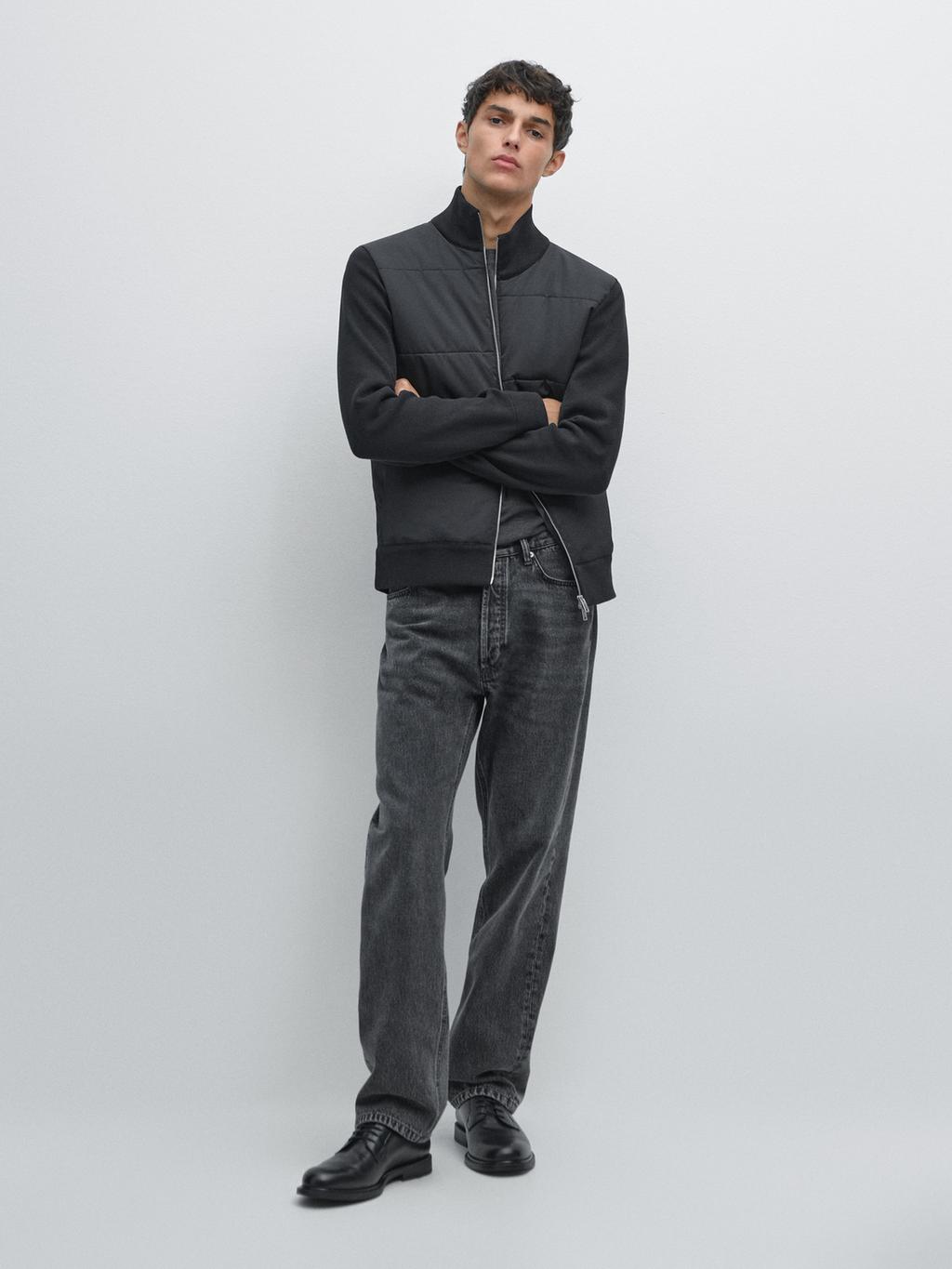 Contrast knit puffer jacket