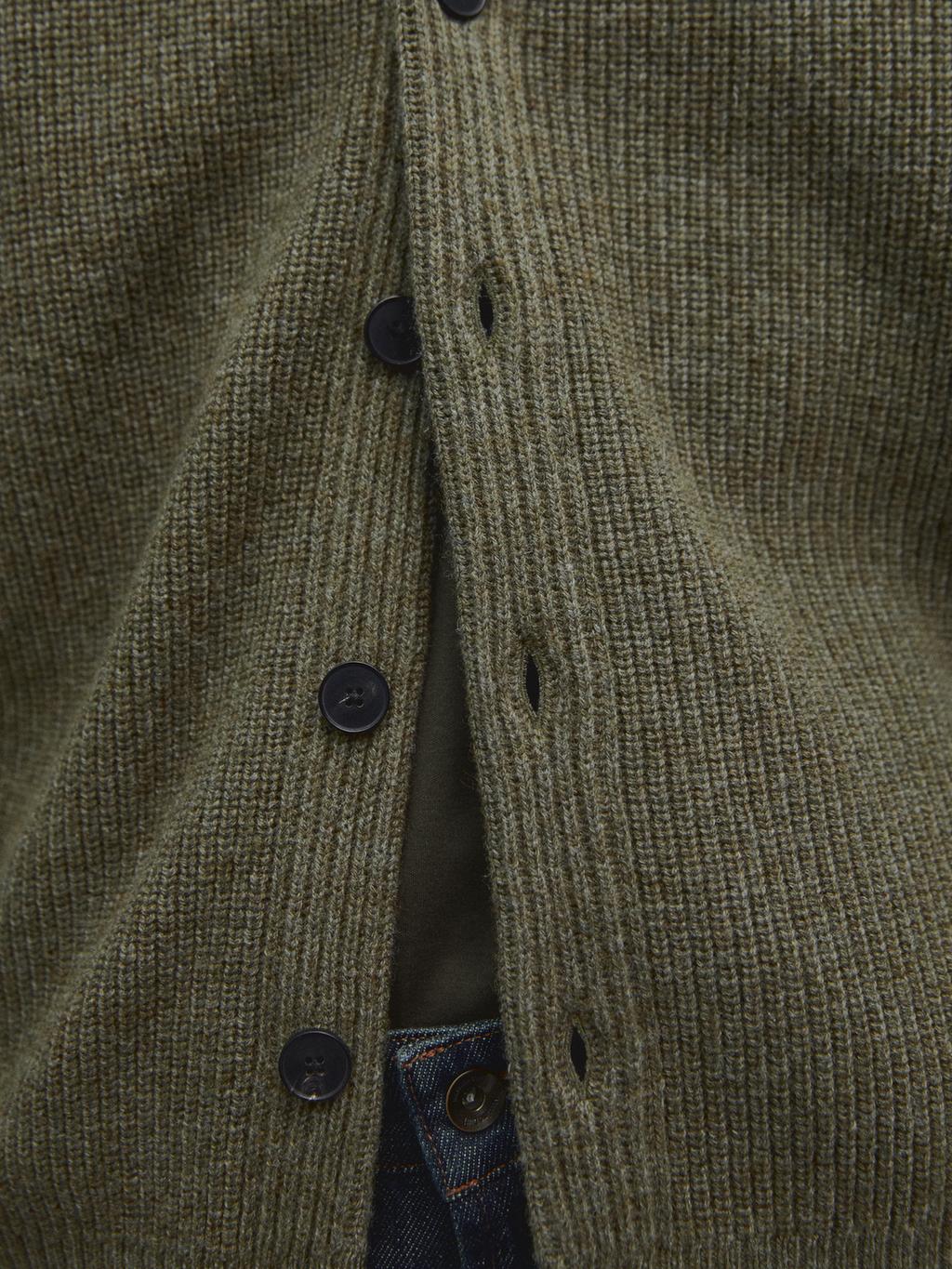 Wool blend V-neck knit cardigan