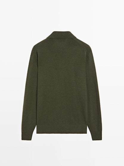 100% wool knit polo sweater