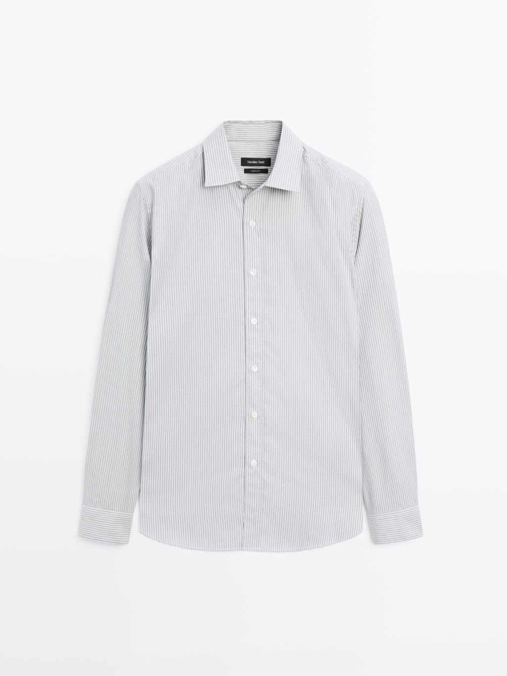 Regular fit melange striped shirt