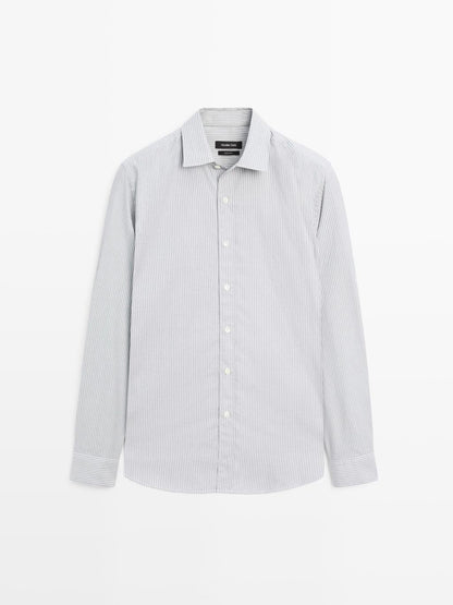 Regular fit melange striped shirt
