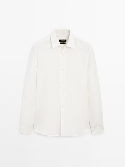 Regular fit linen blend shirt
