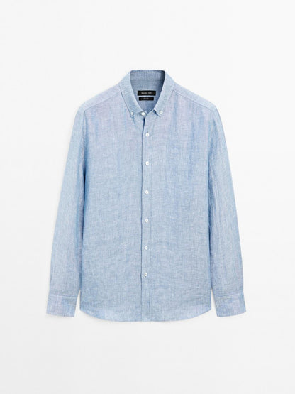 100% linen regular fit Oxford shirt