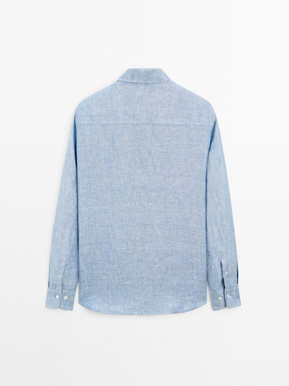 100% linen regular fit Oxford shirt