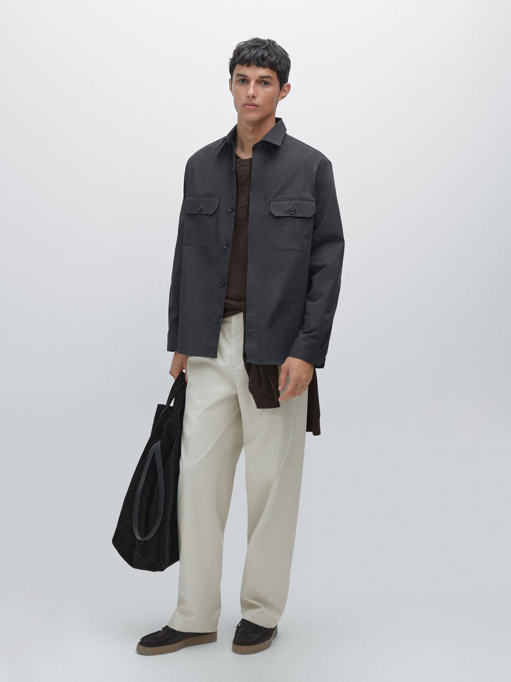 Cotton blend overshirt with pockets