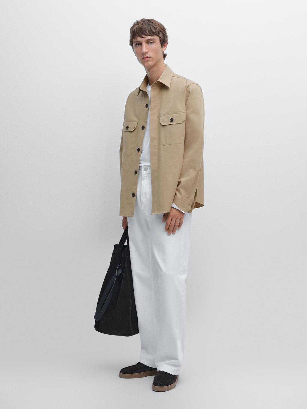 Cotton blend overshirt with pockets