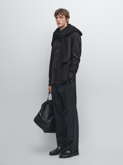 Regular fit cotton blend shirt