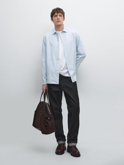 Regular fit cotton blend shirt