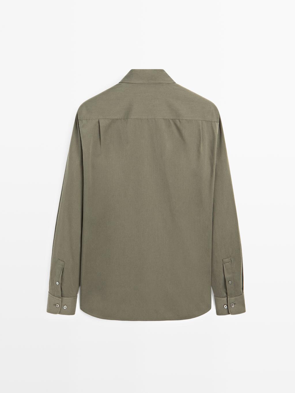 Regular fit cotton blend shirt