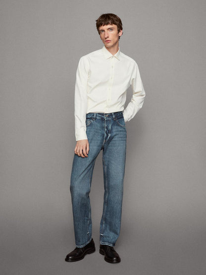 Regular fit cotton blend shirt