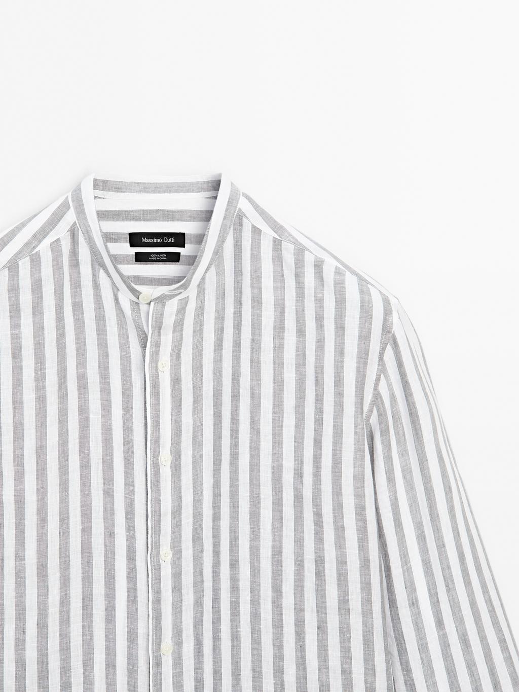 Regular-fit shirt with stand collar