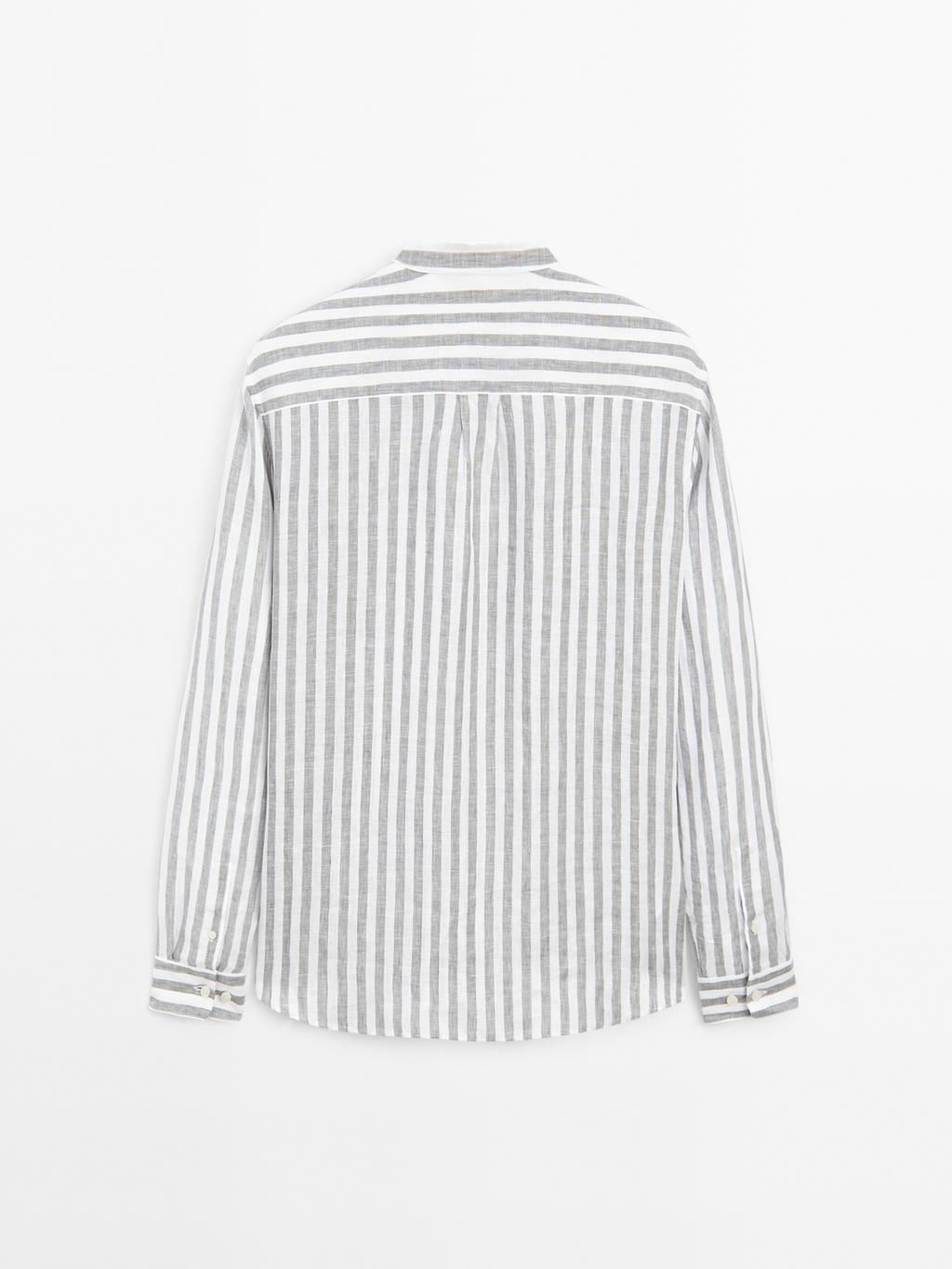 Regular-fit shirt with stand collar