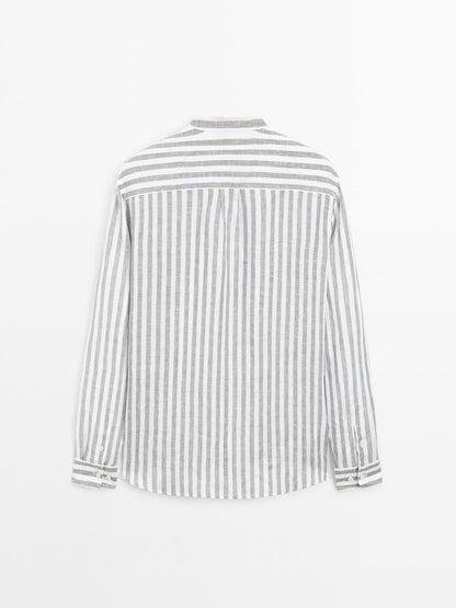 Regular-fit shirt with stand collar