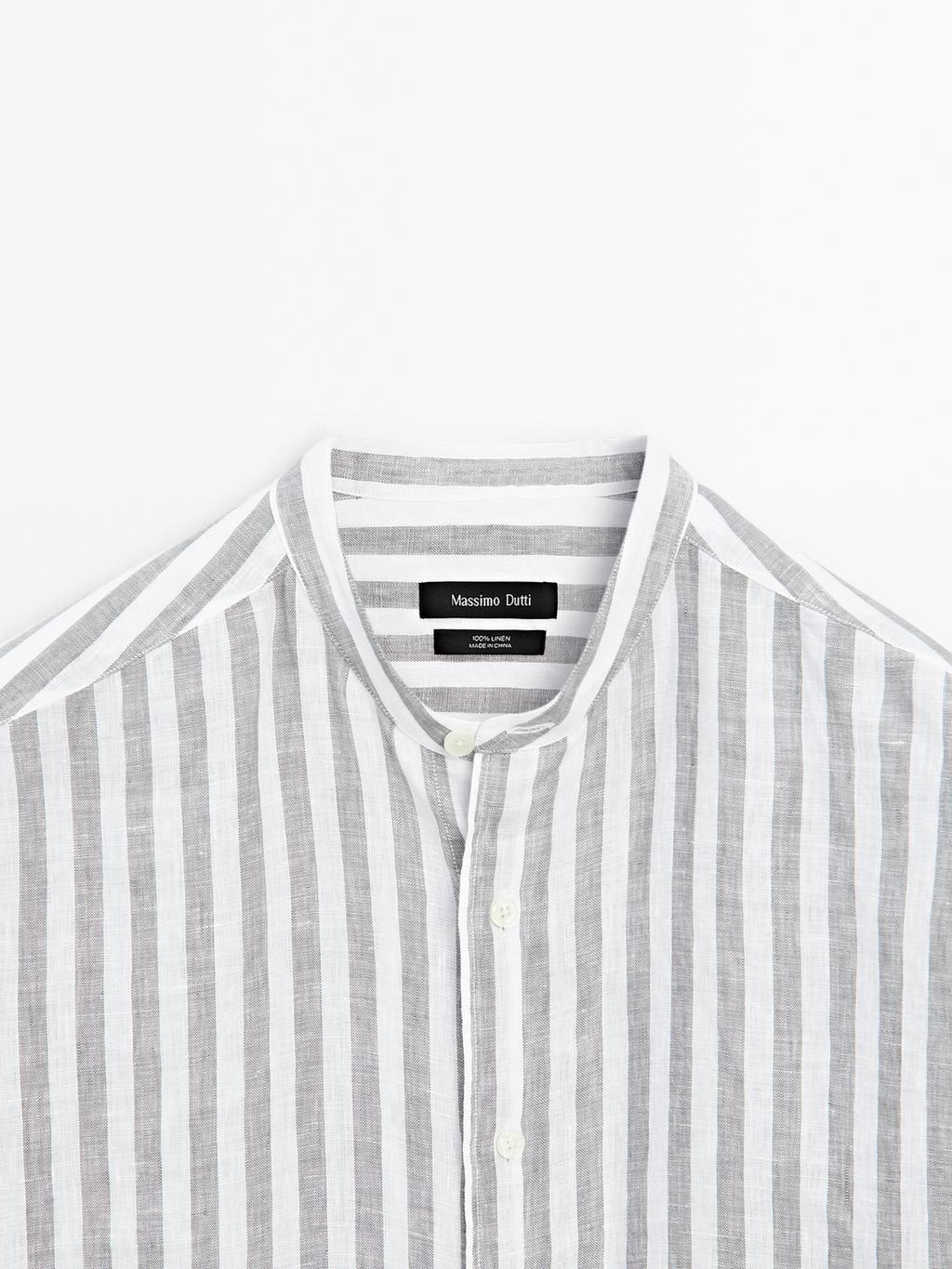 Regular-fit shirt with stand collar