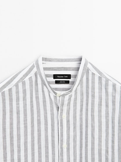 Regular-fit shirt with stand collar