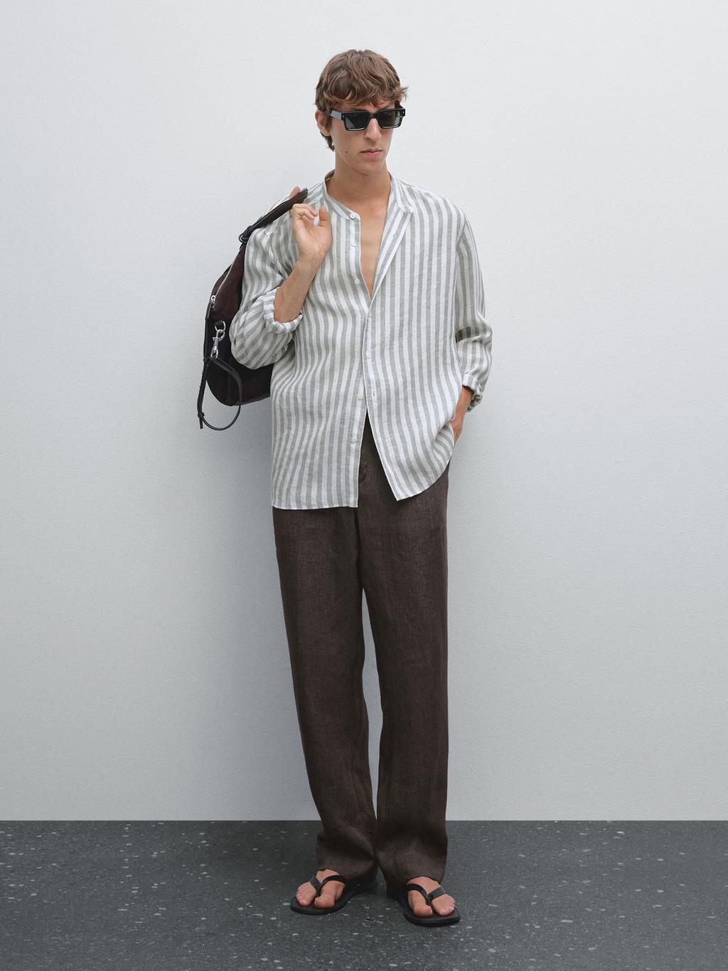 Regular-fit shirt with stand collar